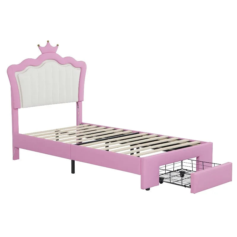 Full Twin Size Bed with LED Lights