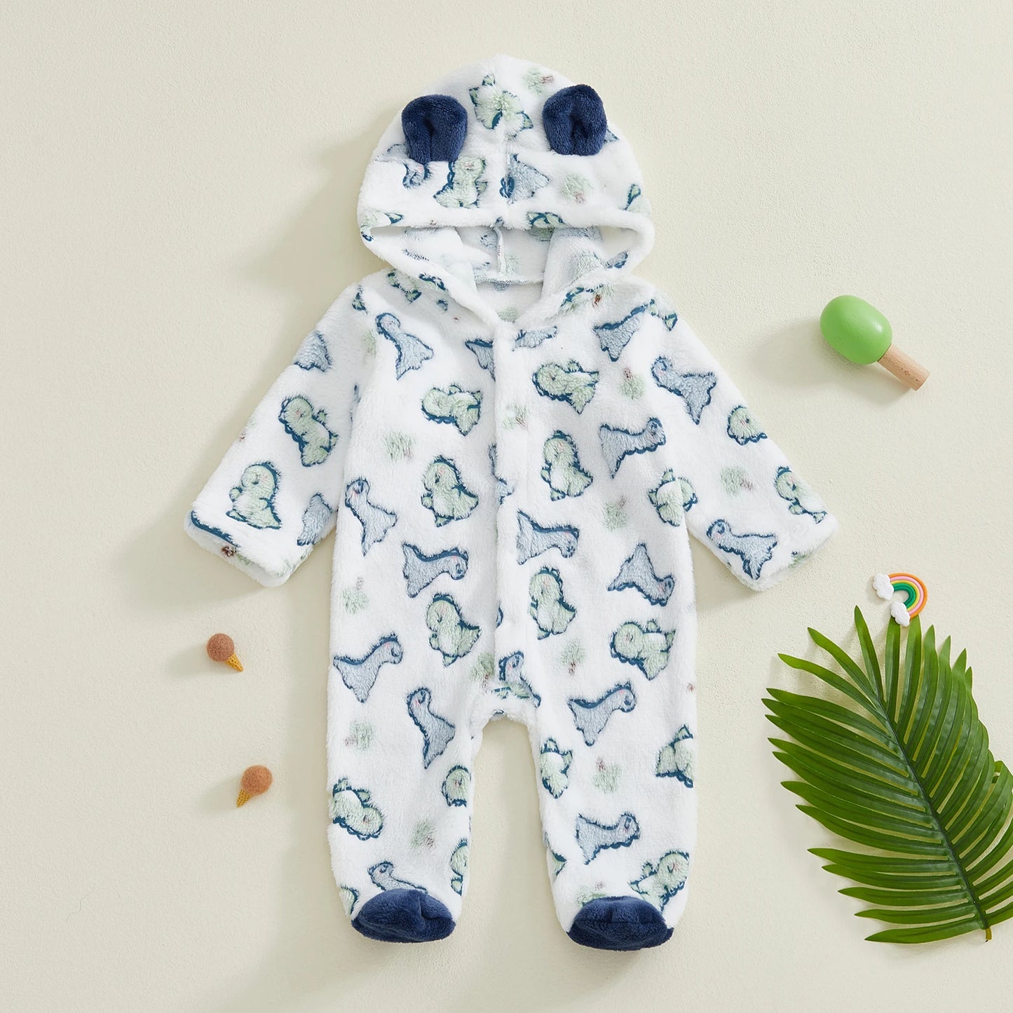 Toddler Girls Cozy Fleece Hooded Pajamas Romper