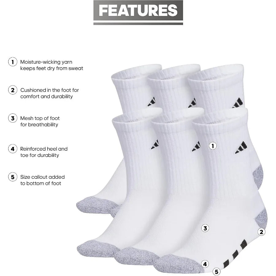 Youth Athletic Cushioned 6-Pack Crew Socks