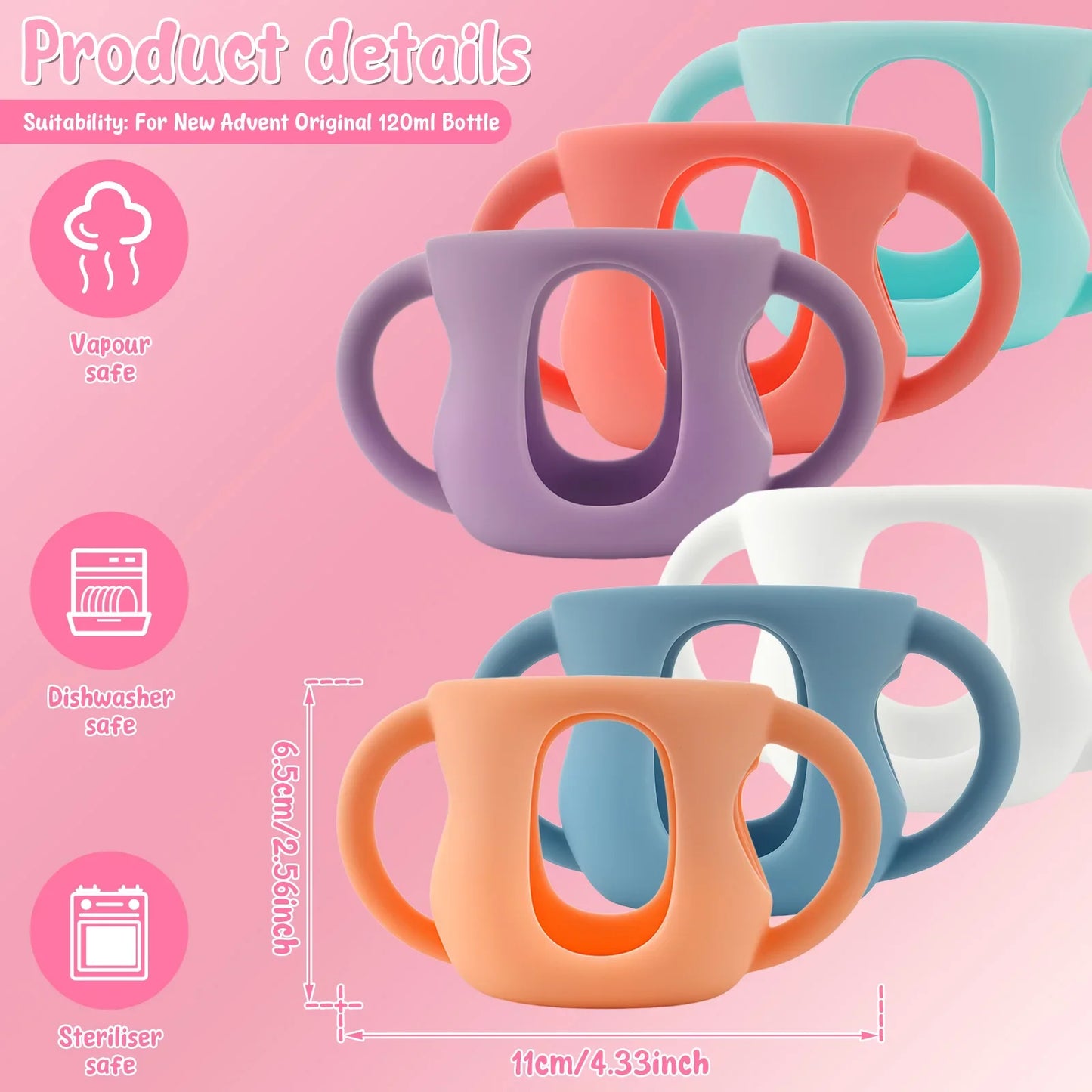 6Pcs Silicone Baby Bottle Cover with Handle