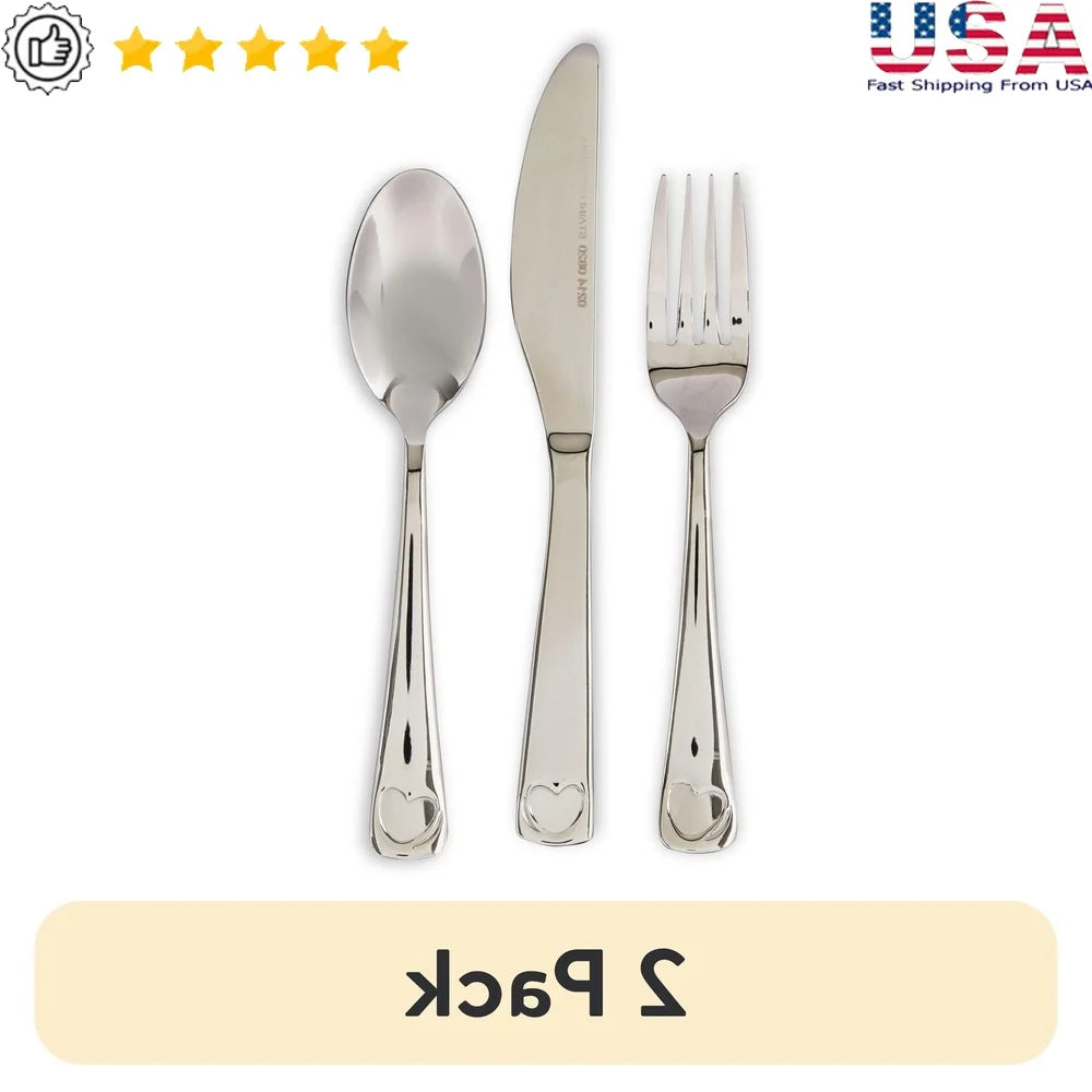 2 Pack Stainless Steel Toddler Flatware Set