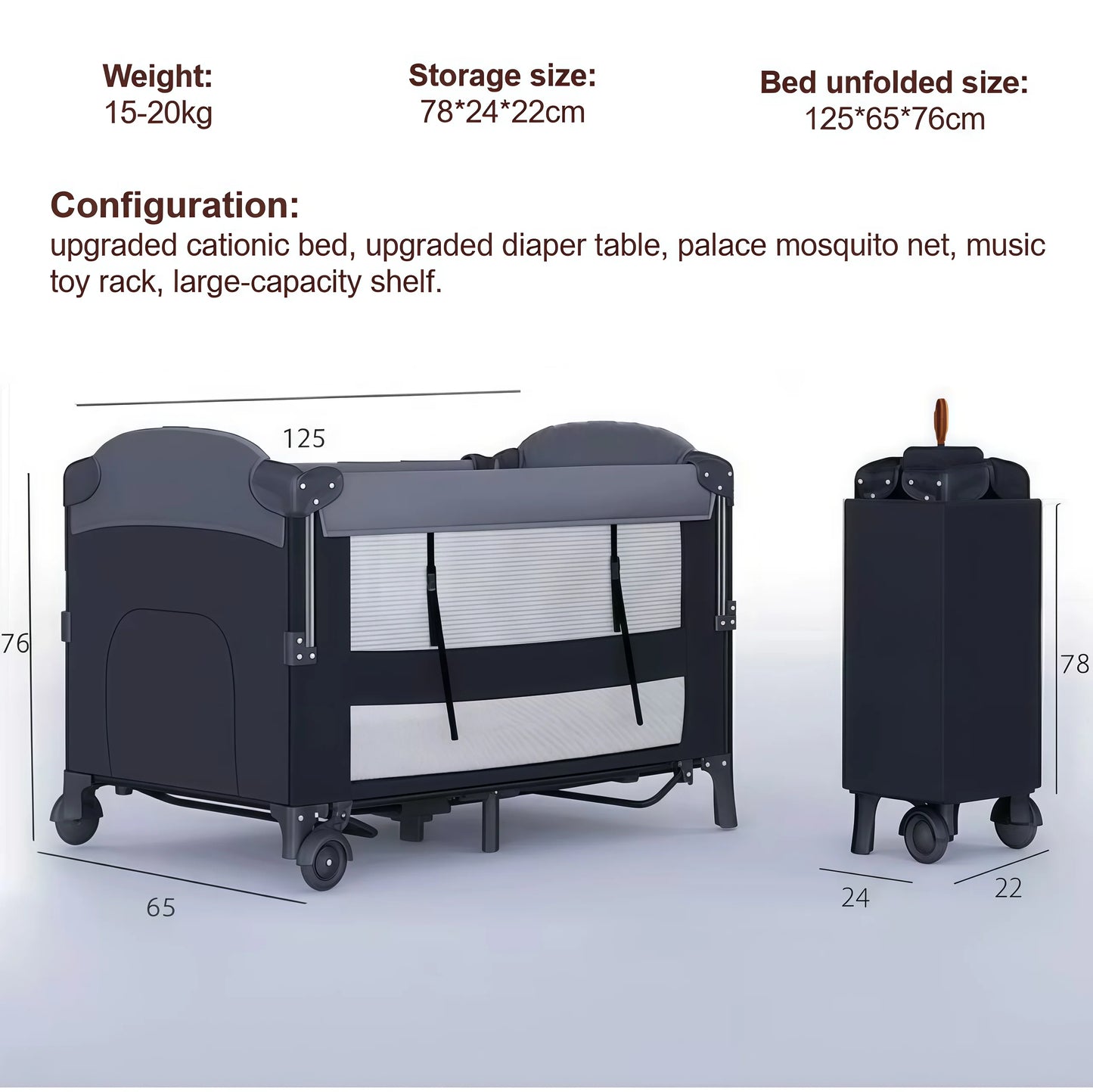 Bedside Baby Crib with Changing Table
