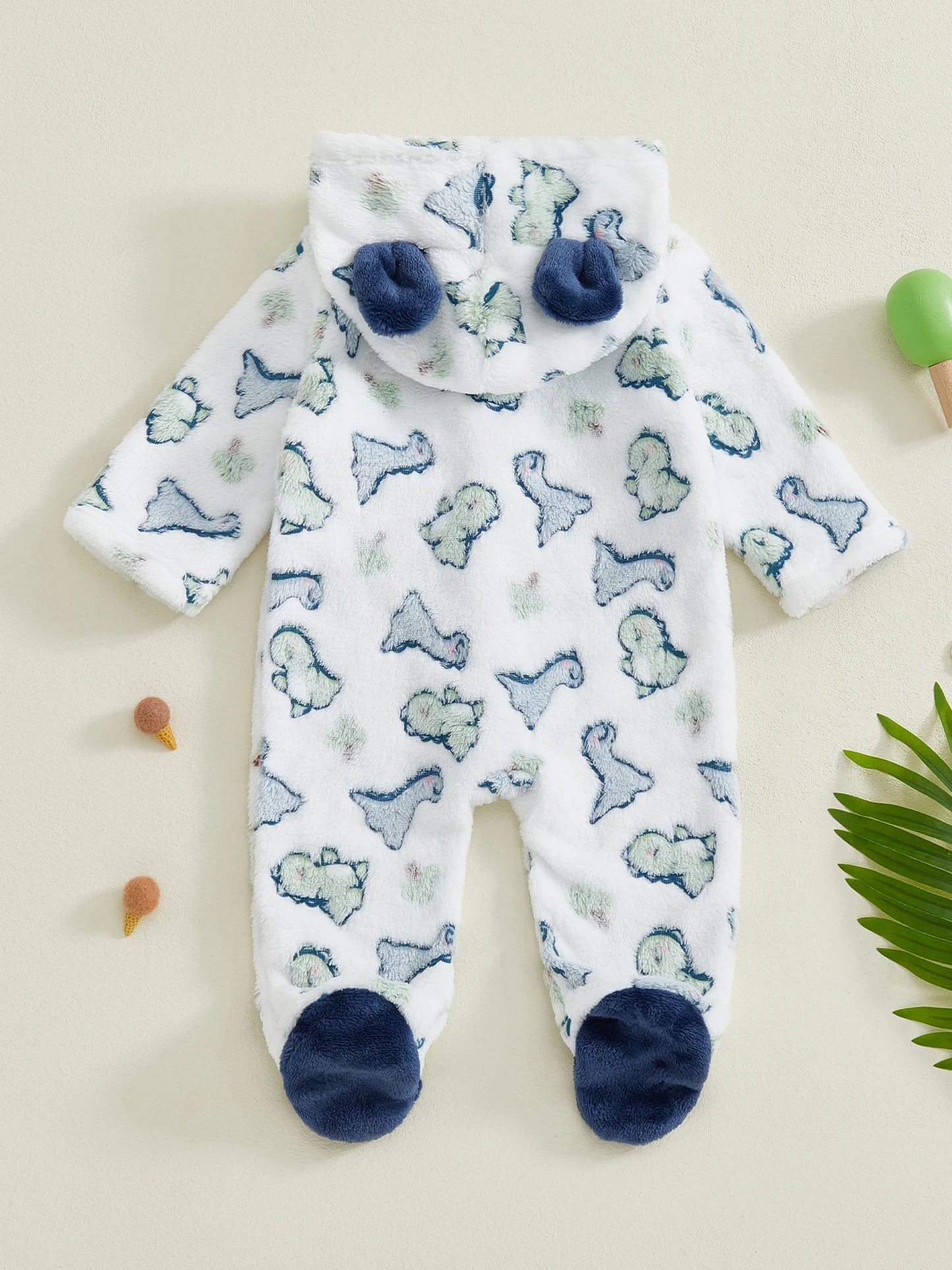 Toddler Girls Cozy Fleece Hooded Pajamas Romper