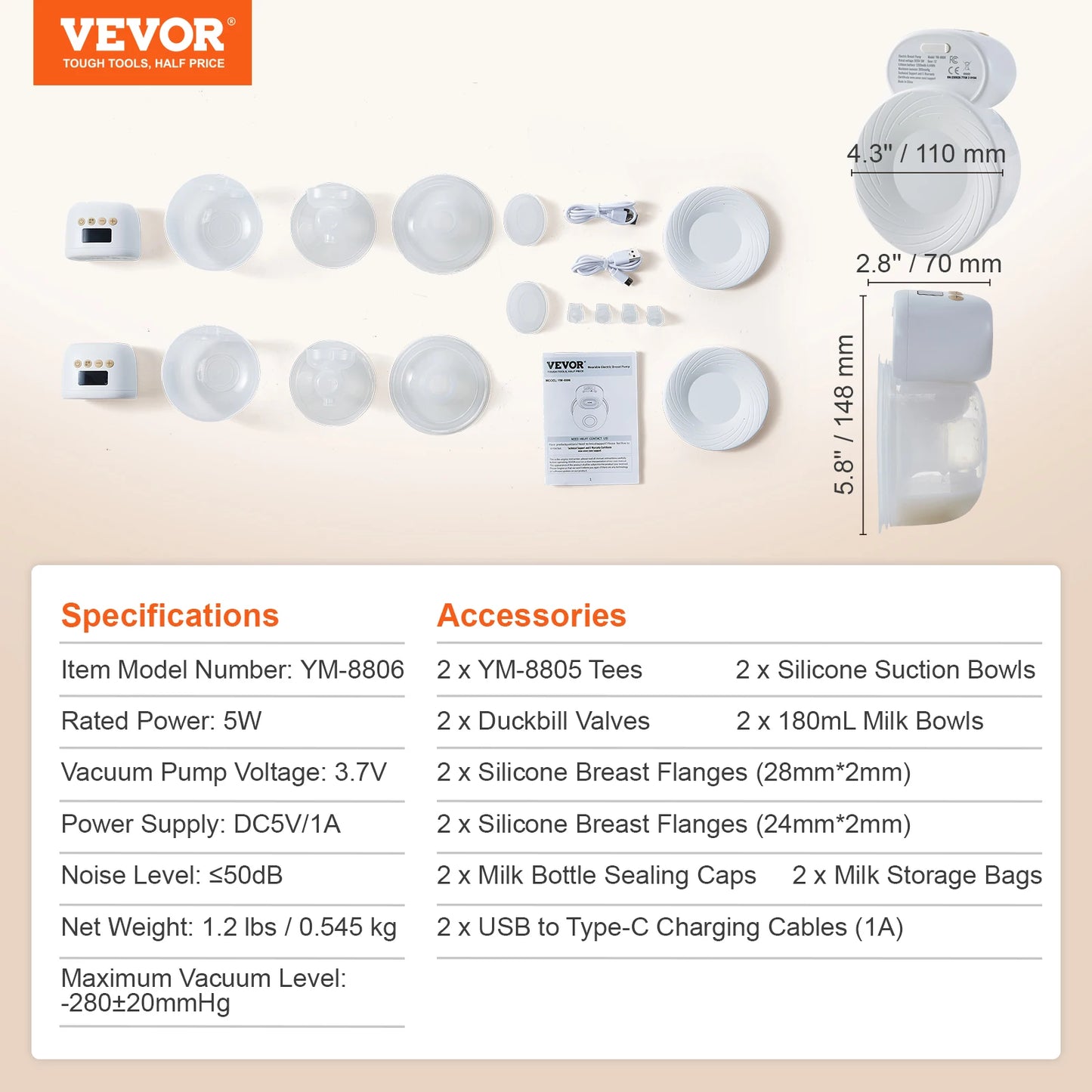 Ultra-Quiet Rechargeable Breast Pump