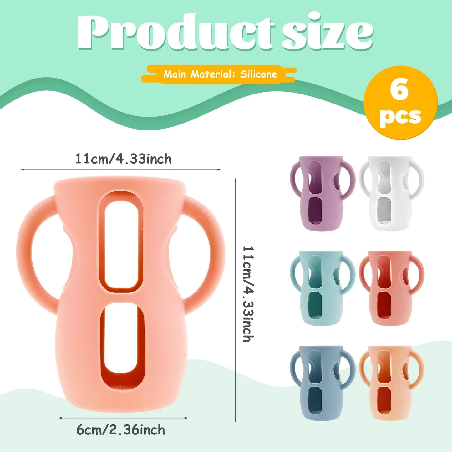 6Pcs Silicone Baby Bottle Cover with Handle
