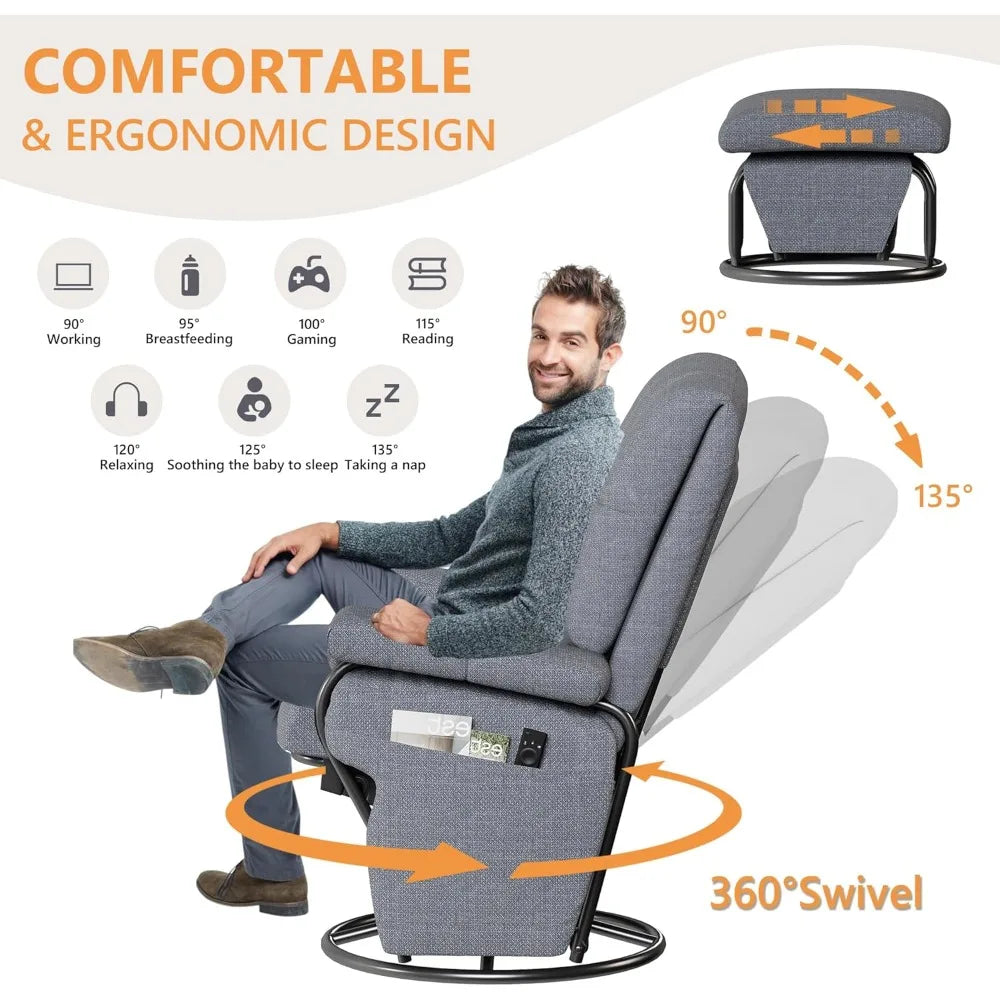 Swivel Recliner Chair with Ottoman