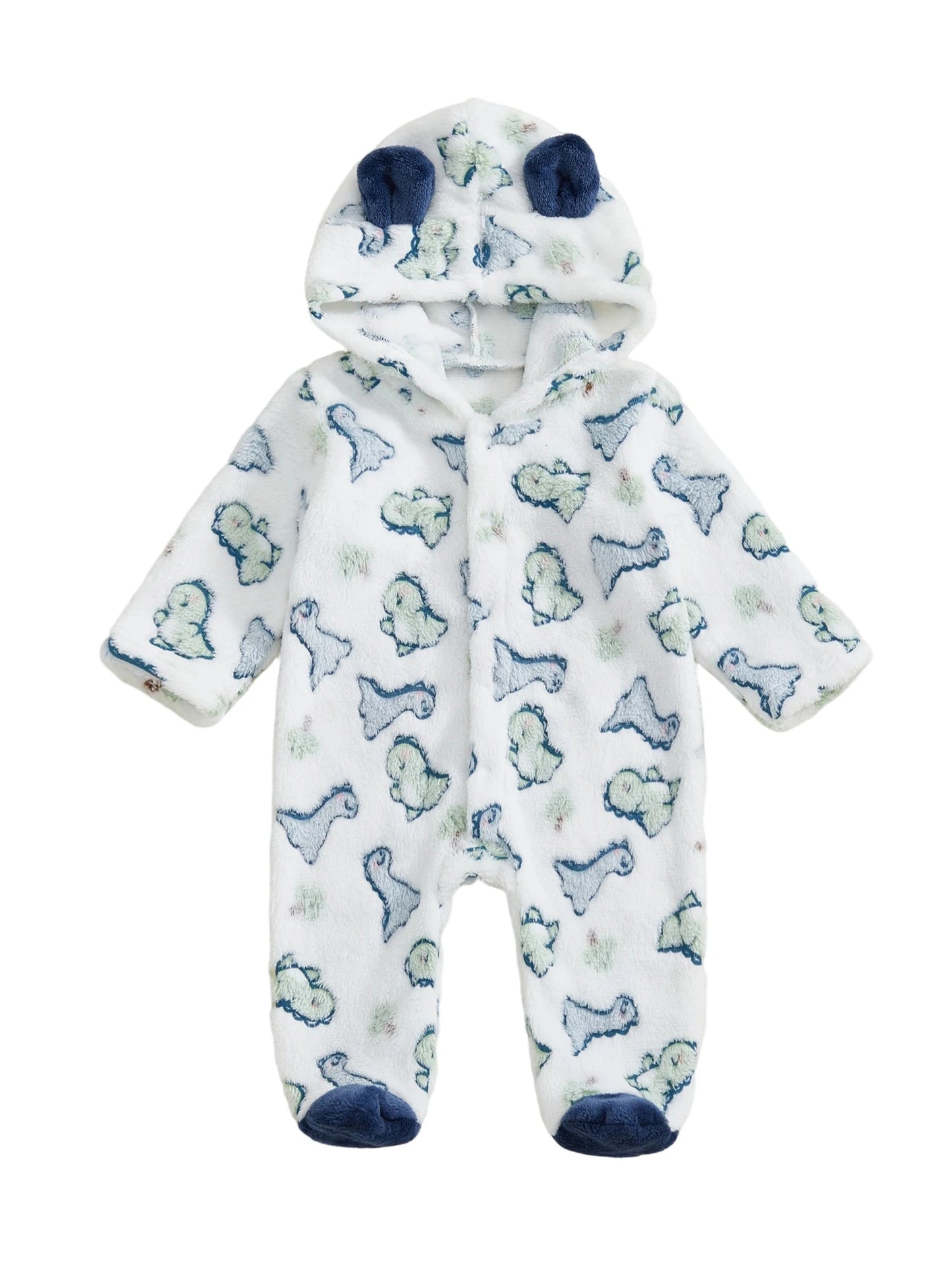 Toddler Girls Cozy Fleece Hooded Pajamas Romper