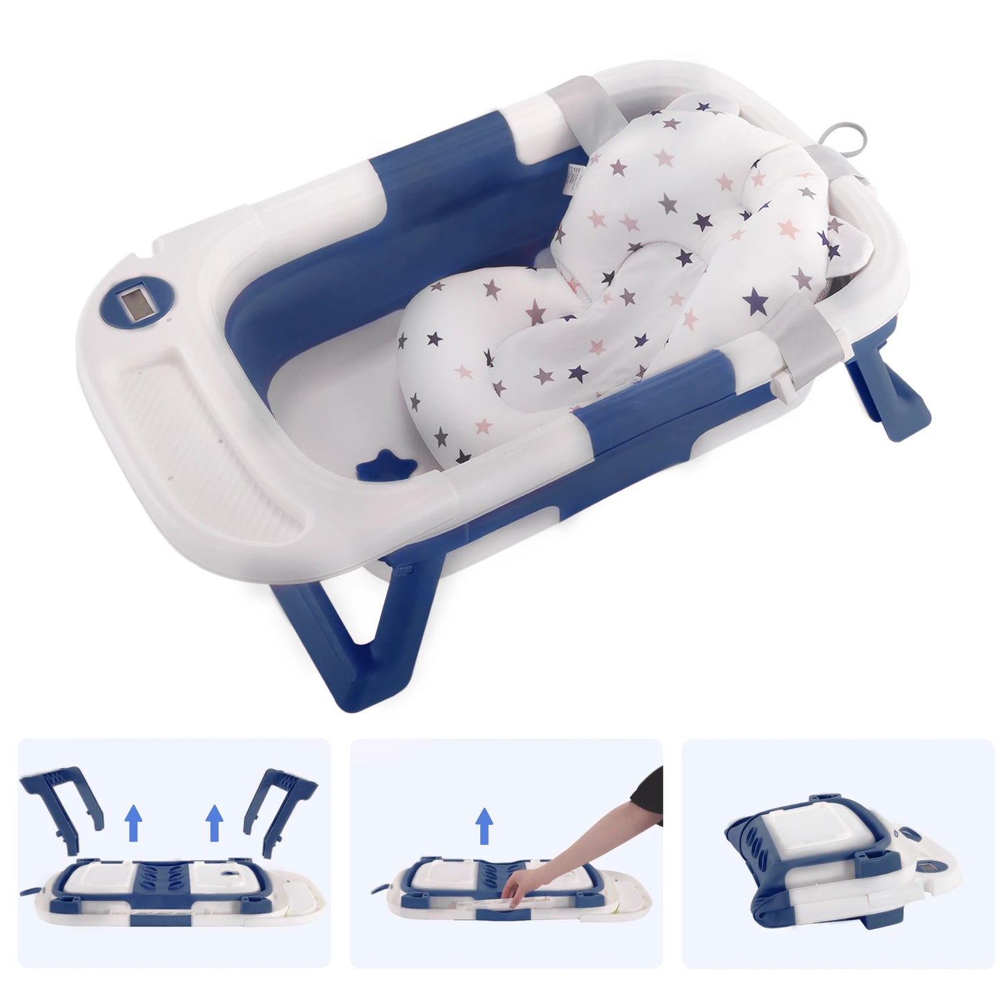 Baby Bathtub with Soft Cushion & Thermometer