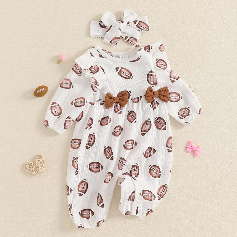 Toddler Football Print Hooded Jumpsuit