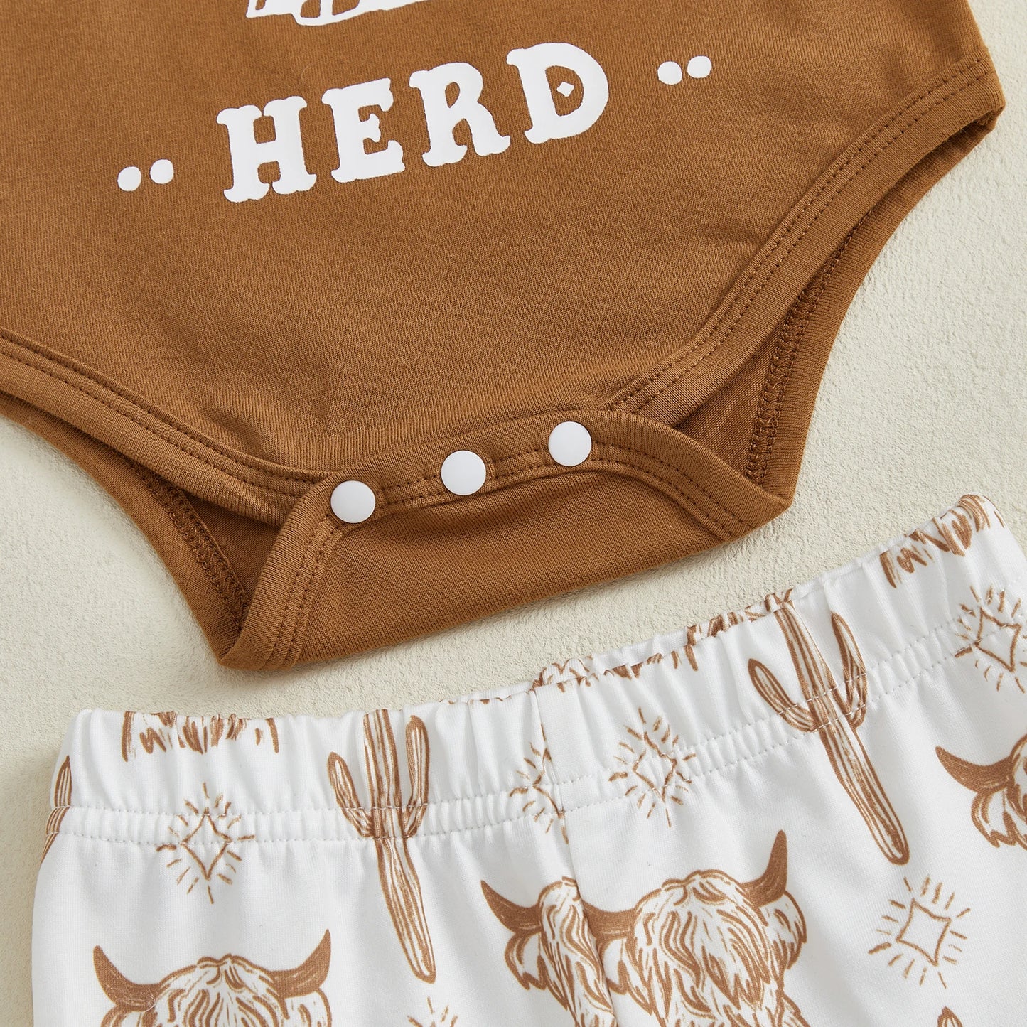 Baby Girl Highland Cow Romper 3 Pcs Set