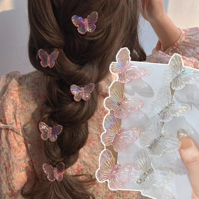 5Pcs Transparent Butterfly Pink Hairpin