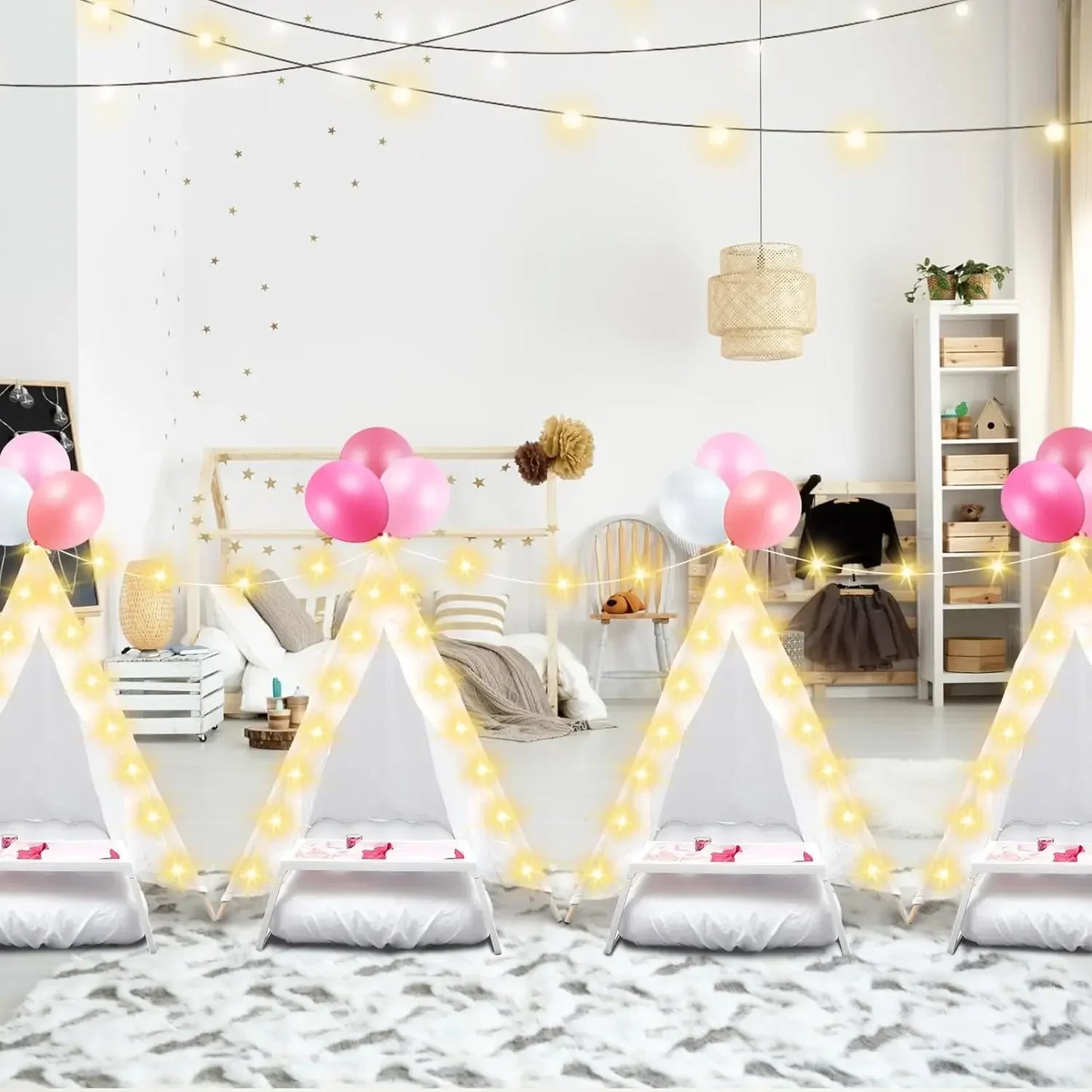 6-Pack Teepee Tent with Mattress Sheet Light