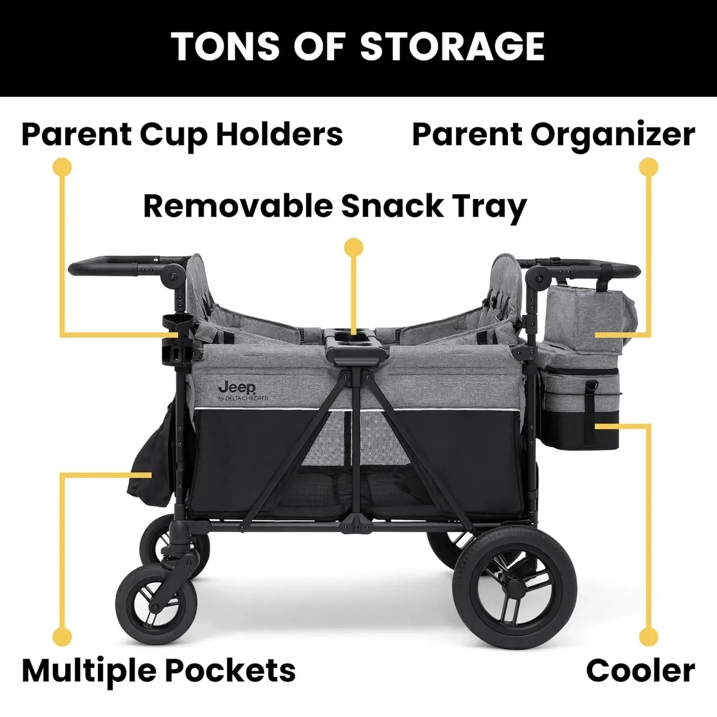 4 Seater Stroller Wagon with Convertible Seats