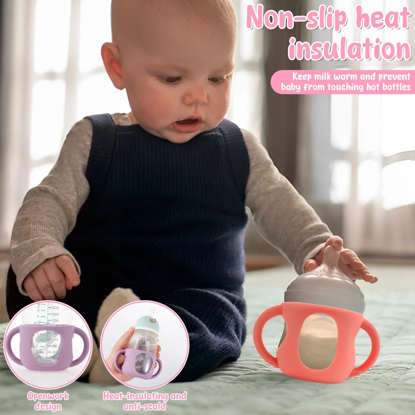 6Pcs Silicone Baby Bottle Cover with Handle