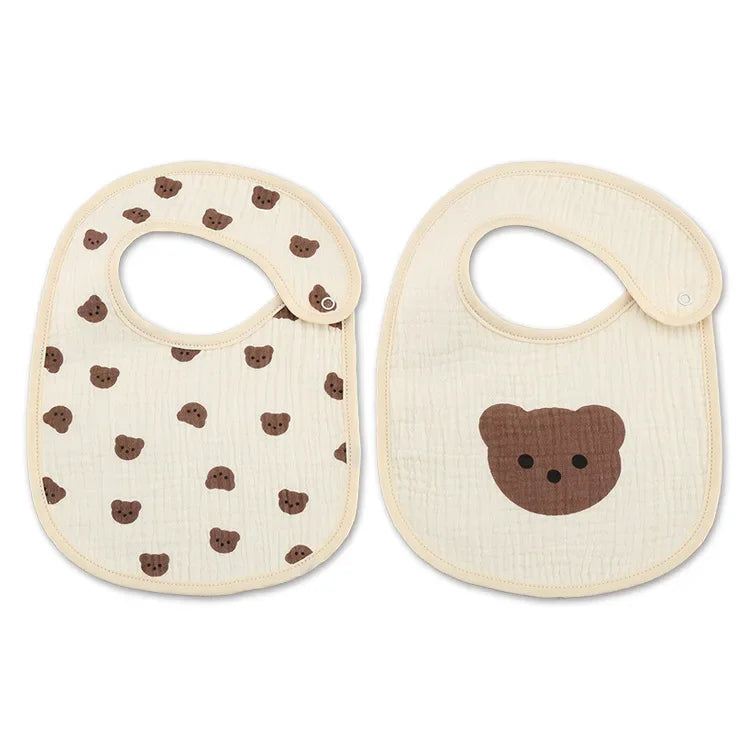 2pcs cotton bear waterproof baby bibs