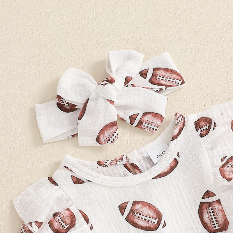Toddler Football Print Hooded Jumpsuit