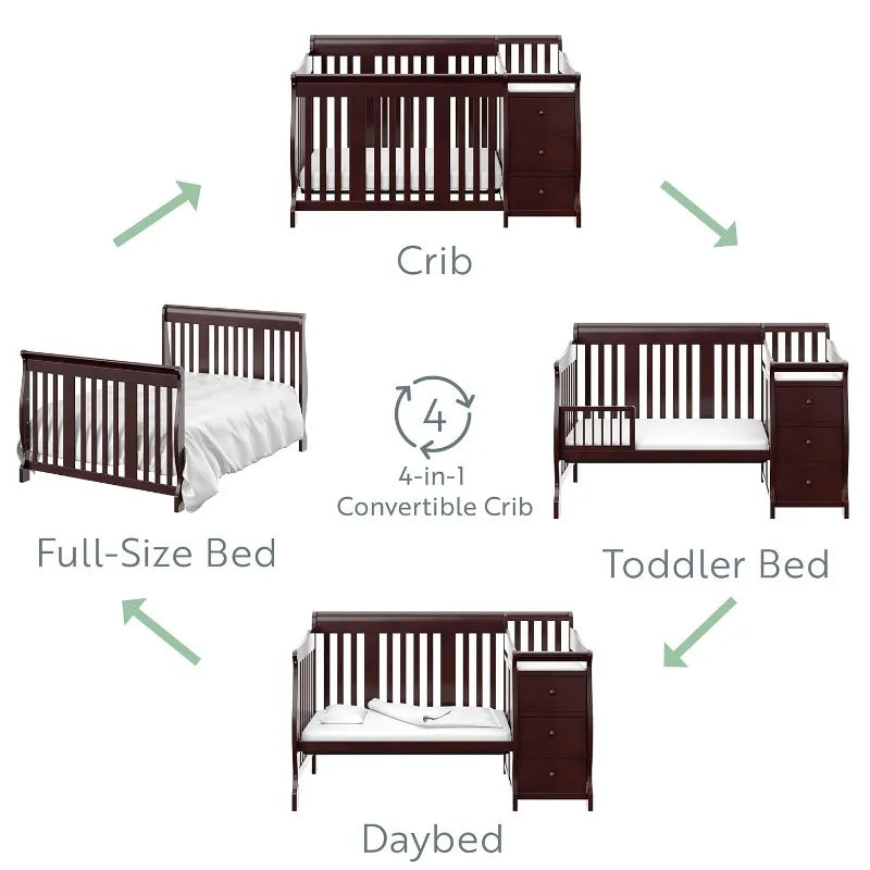 5-in-1 Convertible Crib and Changer (Espresso)