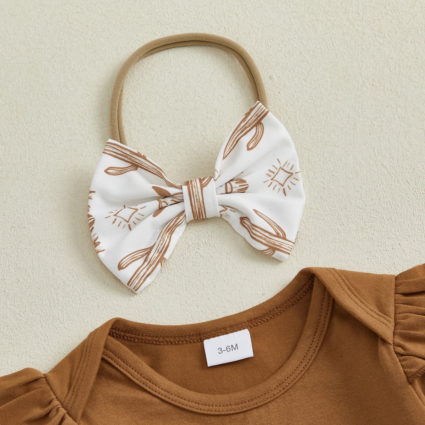 Baby Girl Highland Cow Romper 3 Pcs Set