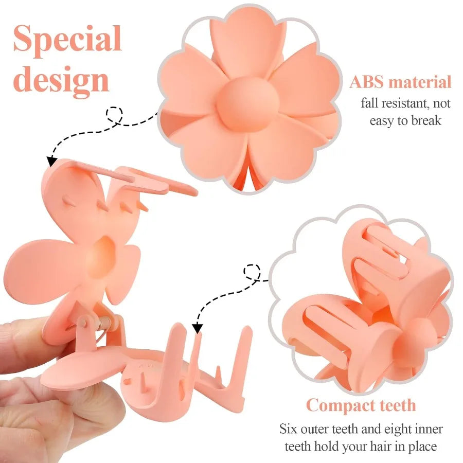 7 PCS NonSlip Flower Claw Clips for Girls