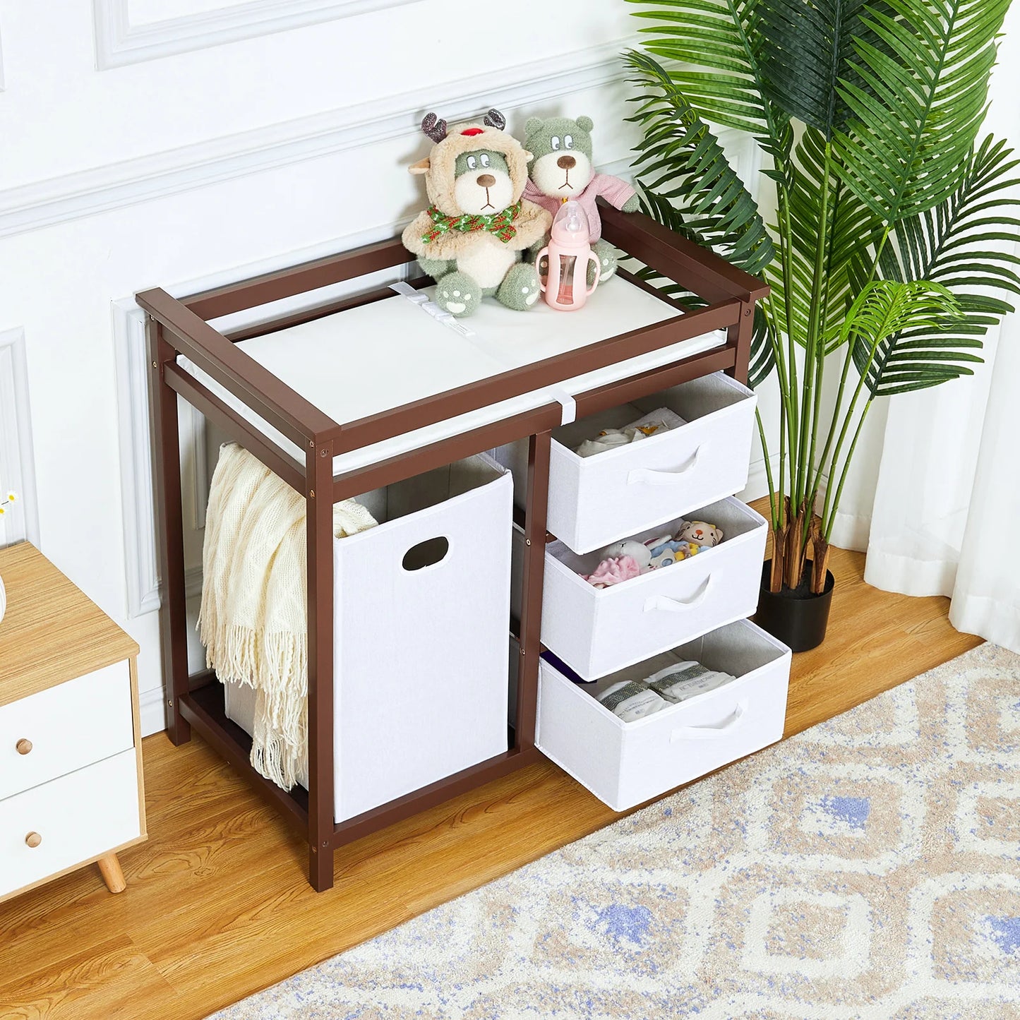 Solid Wood Baby Diaper Stand