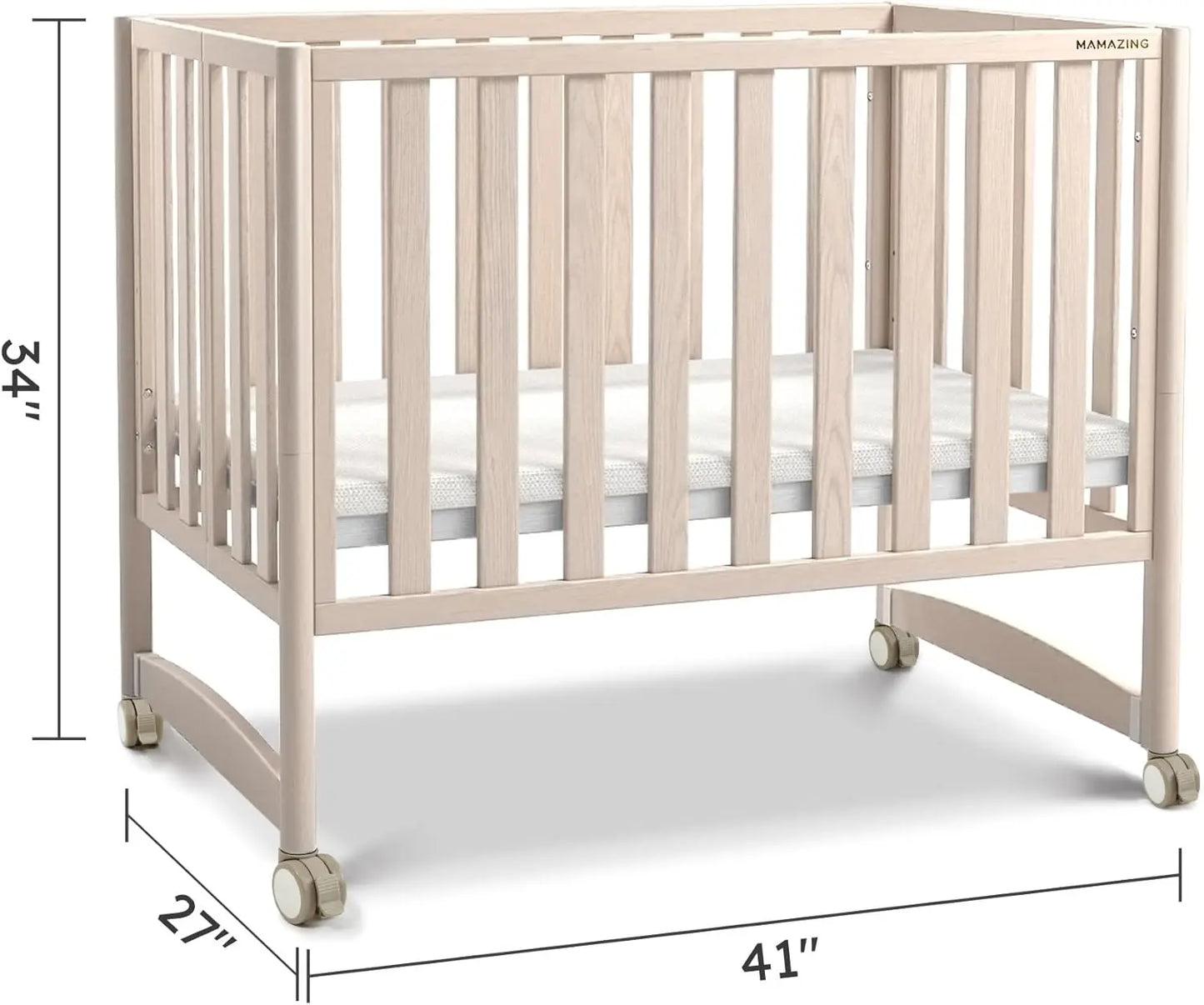 Mini Crib with Removable Wheels & Mattress