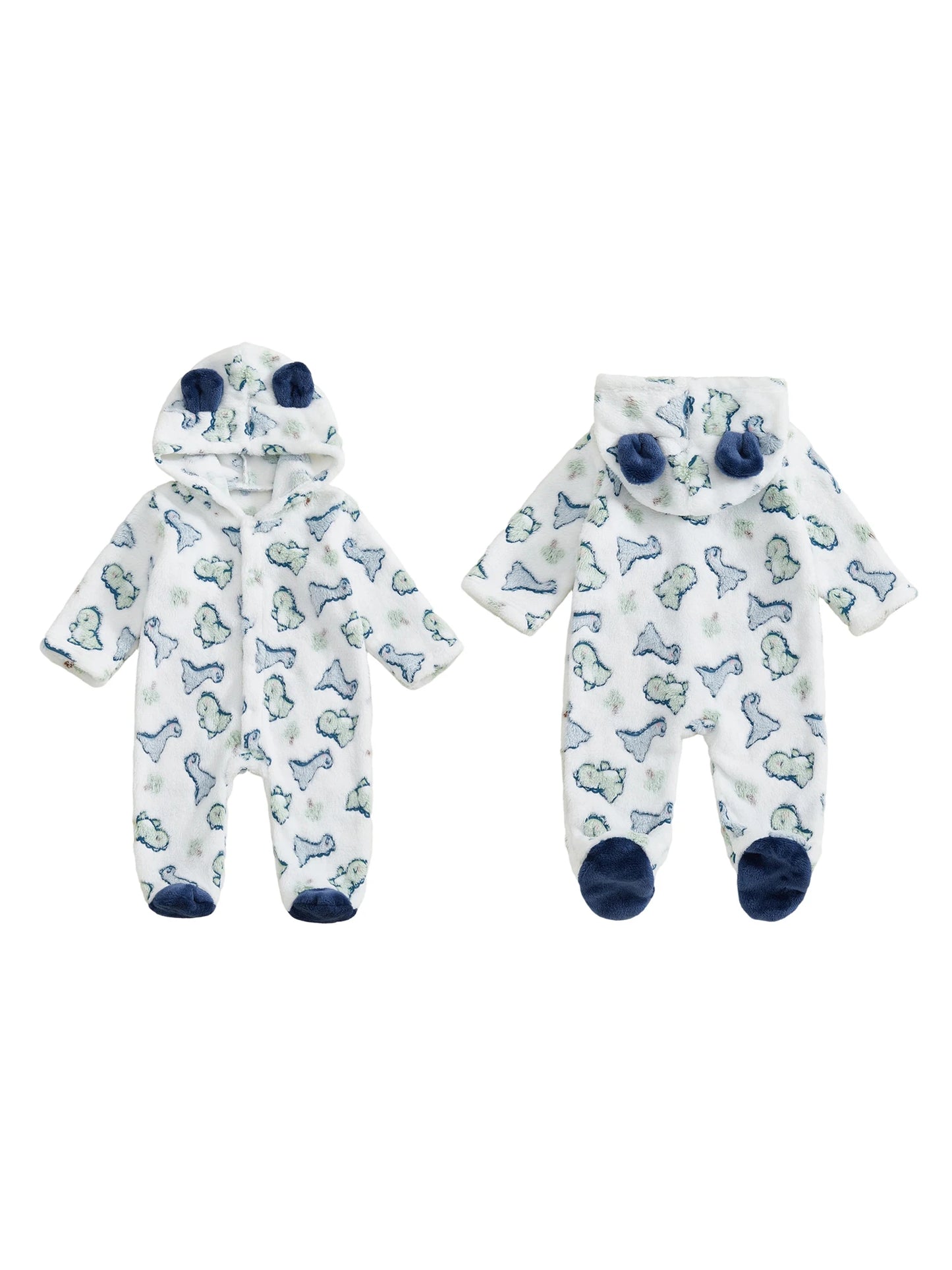 Toddler Girls Cozy Fleece Hooded Pajamas Romper