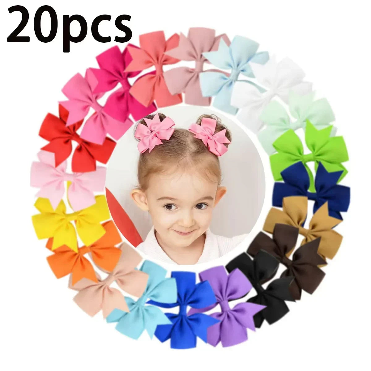 20/40Pcs Candy Color Bow Hair Clip Set