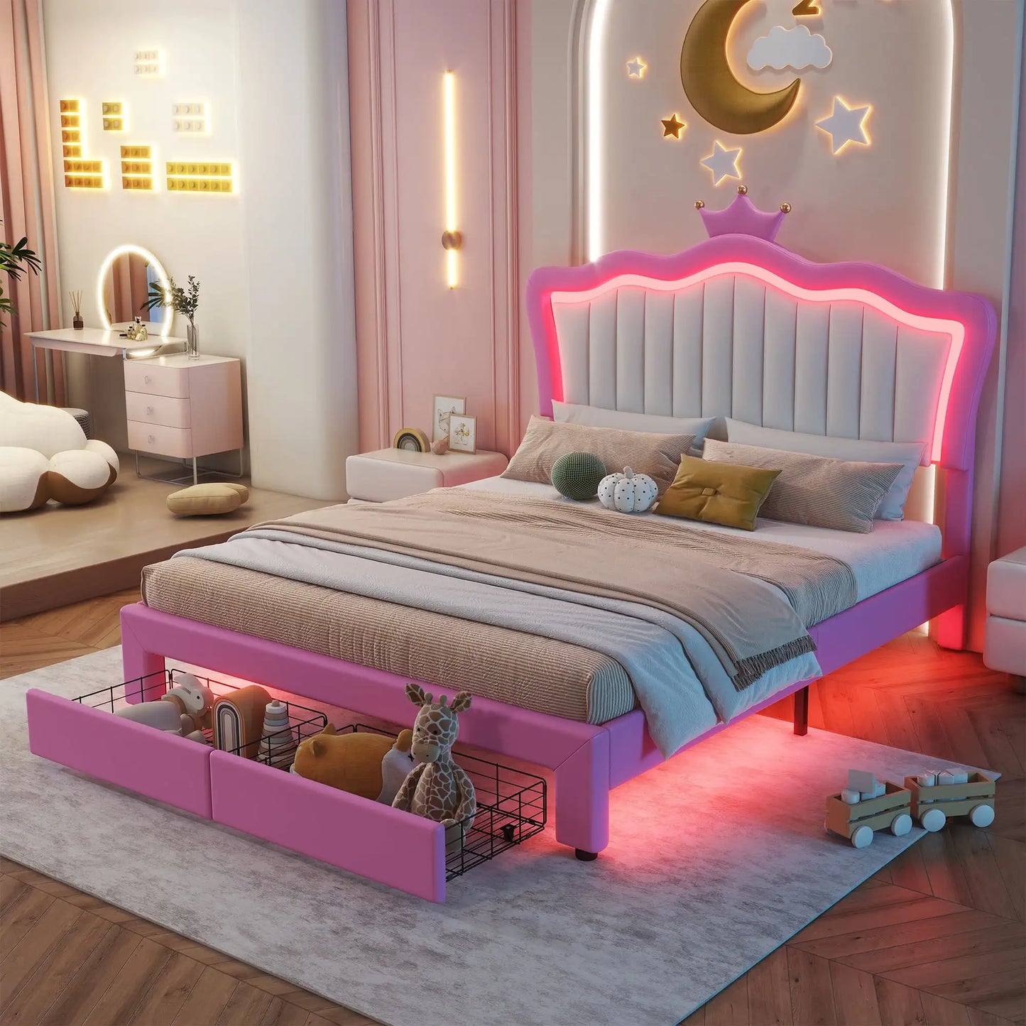 Full Twin Size Bed with LED Lights