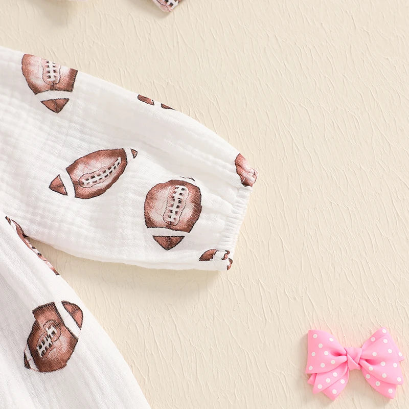 Toddler Football Print Hooded Jumpsuit