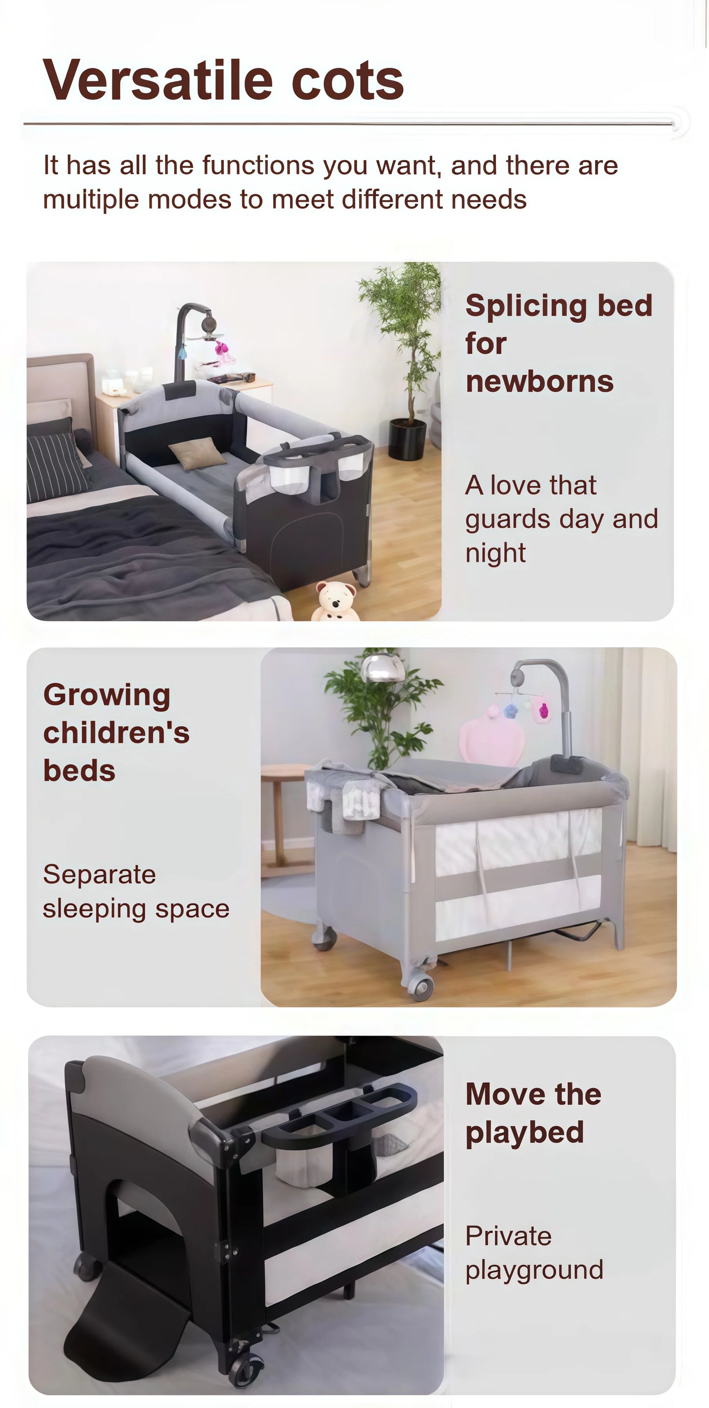 Bedside Baby Crib with Changing Table