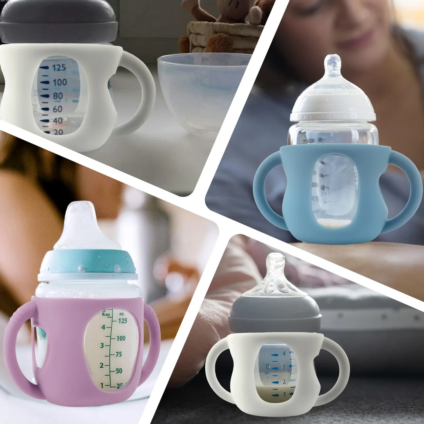 6Pcs Silicone Baby Bottle Cover with Handle
