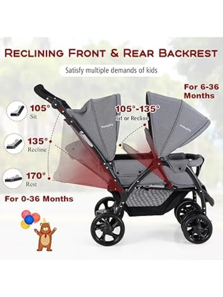 Double Stroller, Foldable Lightweight Infant Twin