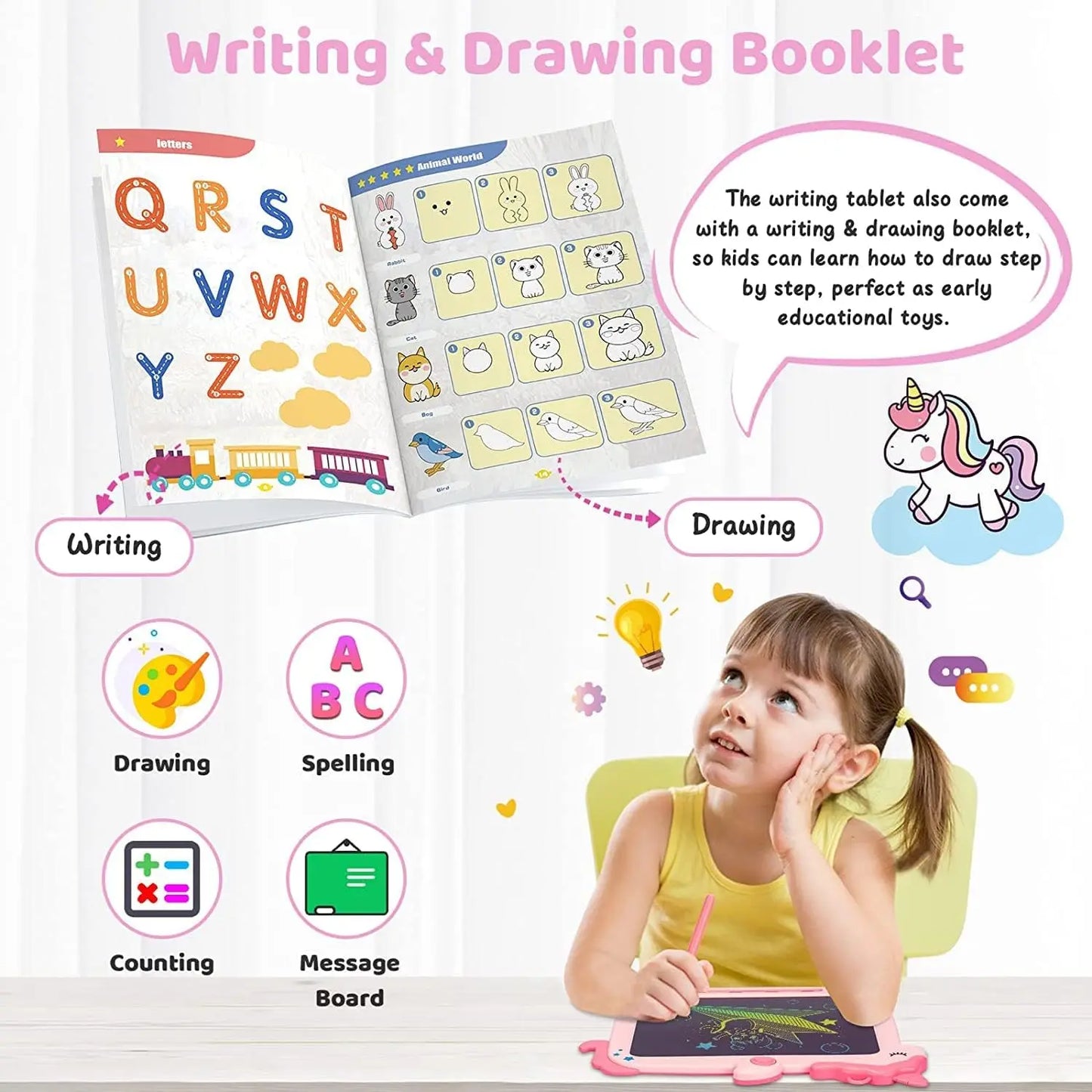 Unicorn LCD Writing Tablet for Kids, 8.5-inch