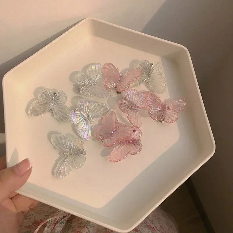 5Pcs Transparent Butterfly Pink Hairpin