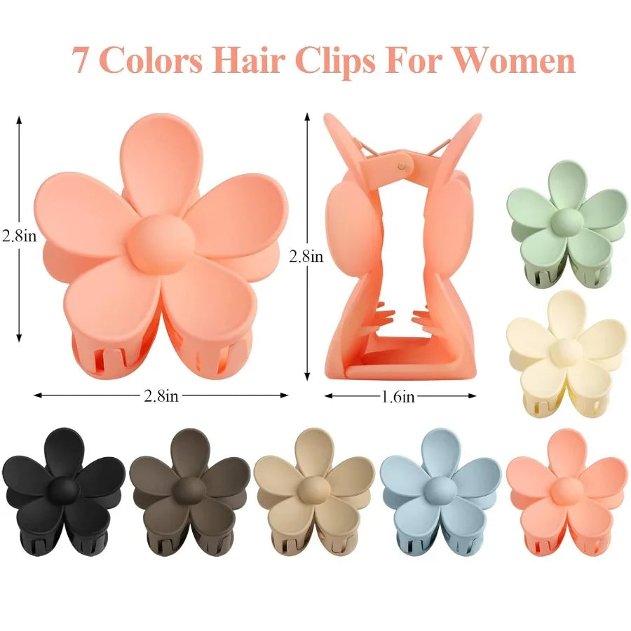 7 PCS NonSlip Flower Claw Clips for Girls