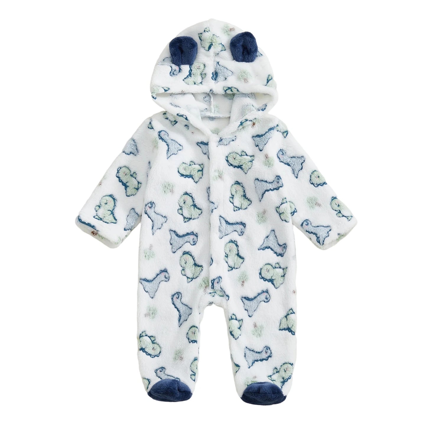 Toddler Girls Cozy Fleece Hooded Pajamas Romper