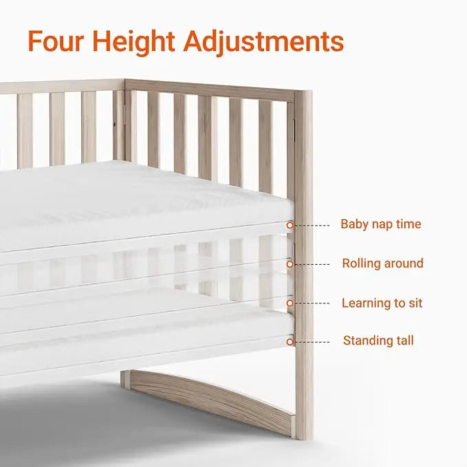 Mini Crib with Removable Wheels & Mattress
