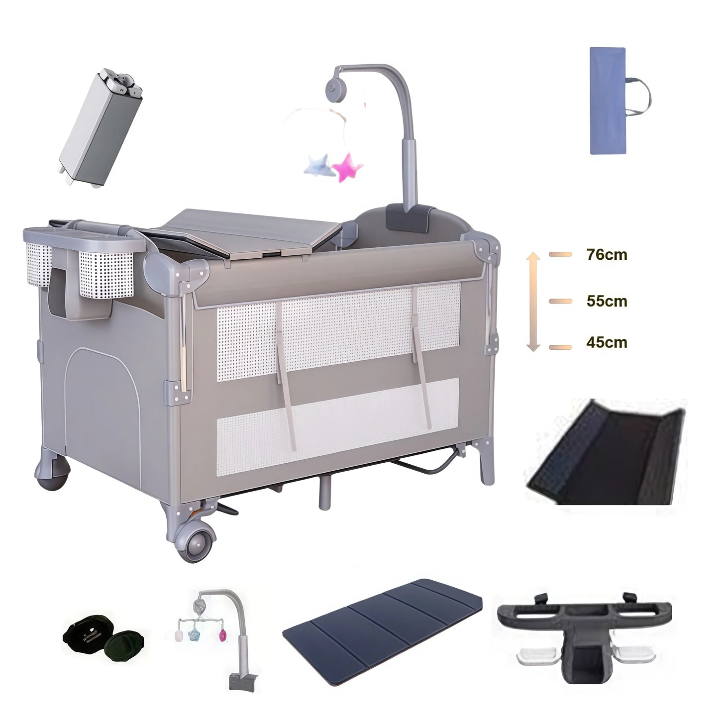 Bedside Baby Crib with Changing Table