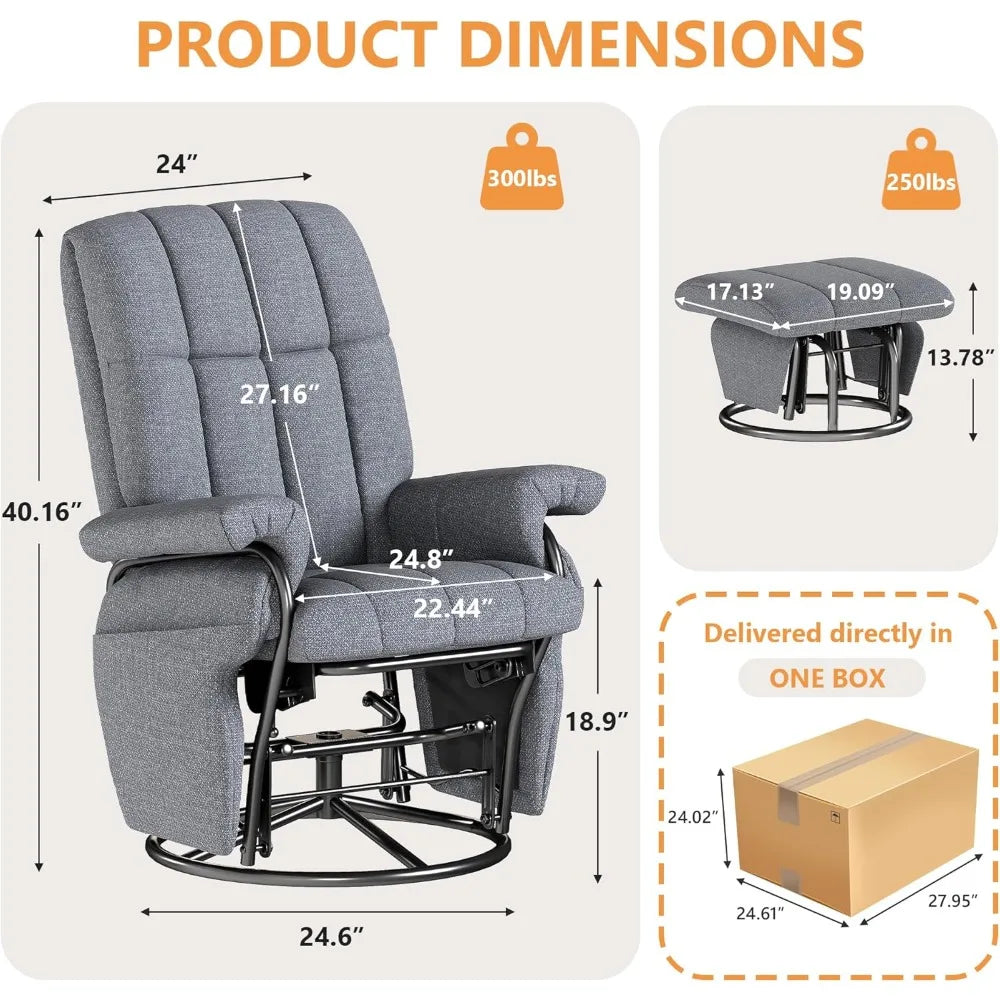 Swivel Recliner Chair with Ottoman
