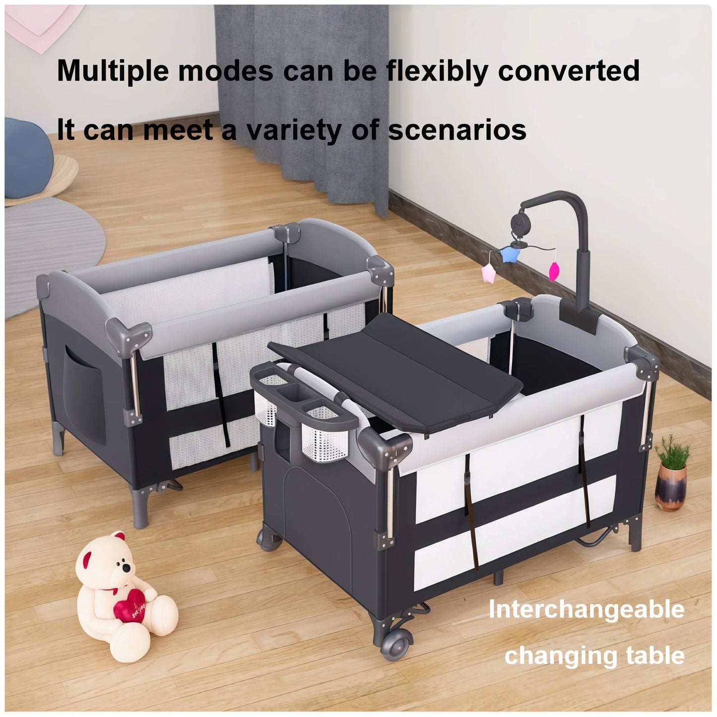 Bedside Baby Crib with Changing Table