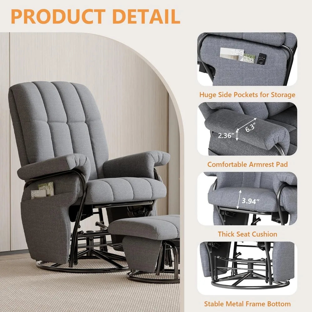 Swivel Recliner Chair with Ottoman