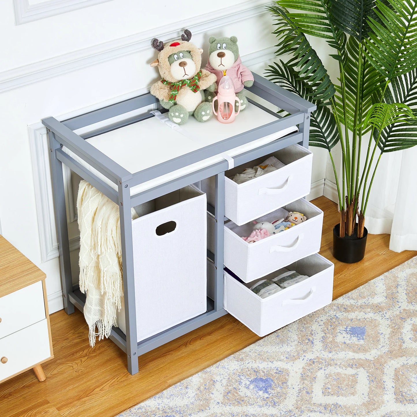 Solid Wood Baby Diaper Stand