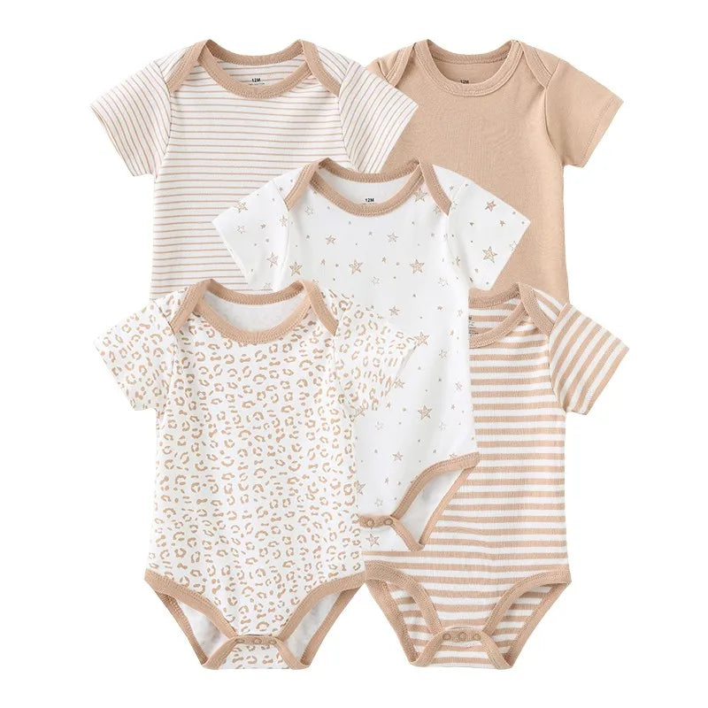 5pcs Short Sleeve Baby Bodysuits