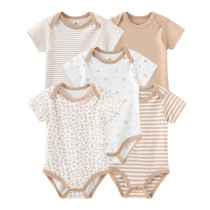 5pcs Short Sleeve Baby Bodysuits