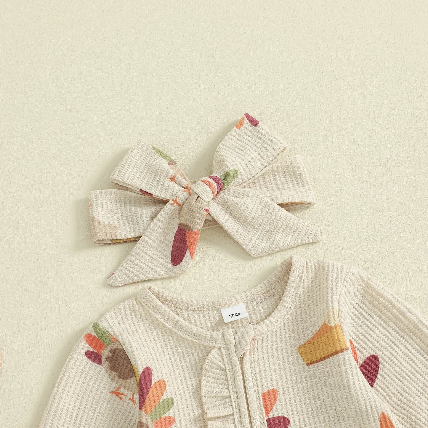Baby Girl Thanksgiving Zipper Romper