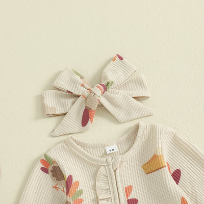 Baby Girl Thanksgiving Zipper Romper
