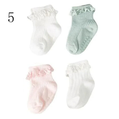 4Pair/lot Baby non-slip cotton socks