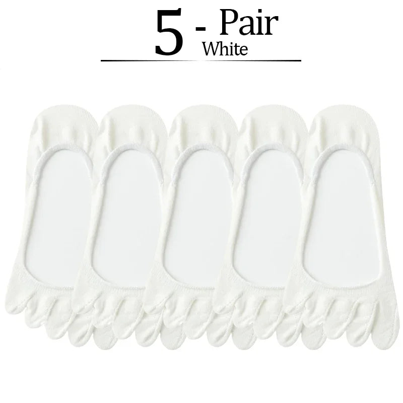 5 Pairs No Show 5 Finger Socks