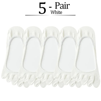 5 Pairs No Show 5 Finger Socks