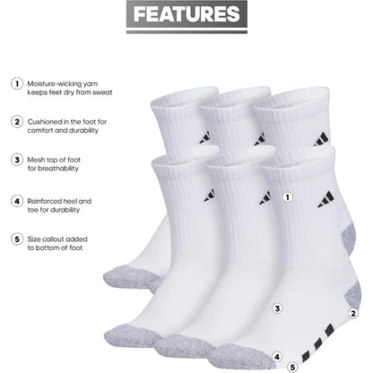 Youth Athletic Cushioned 6-Pack Crew Socks